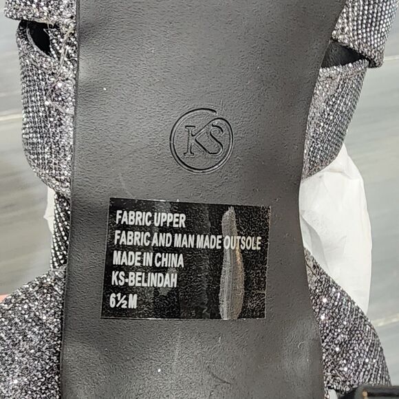 Karen Scott Belindah Sandals Size 6.5 M Metallic Pewter Open Toe Slingback Heels - Picture 13 of 13